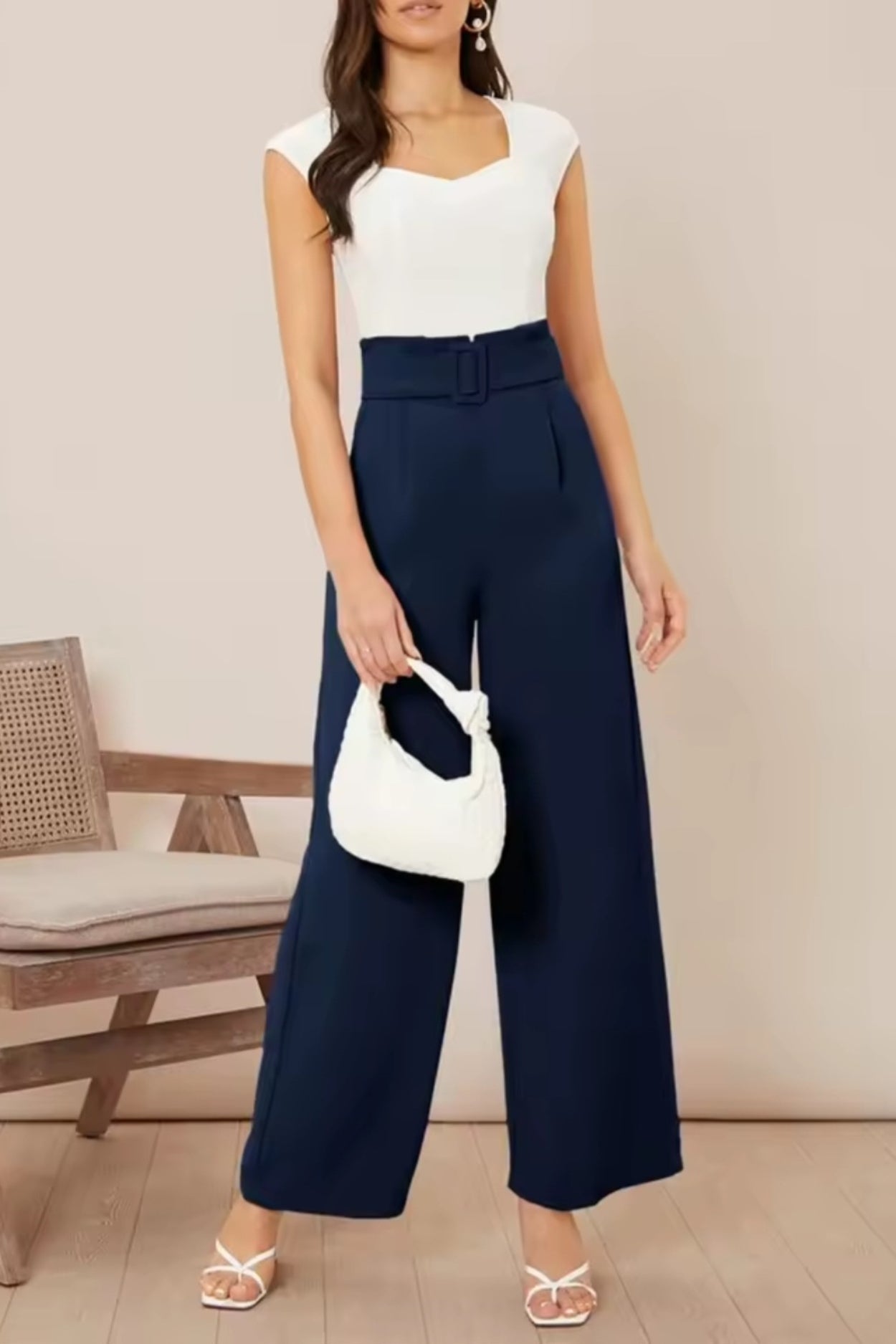 Pantalon palazzo ceinturé