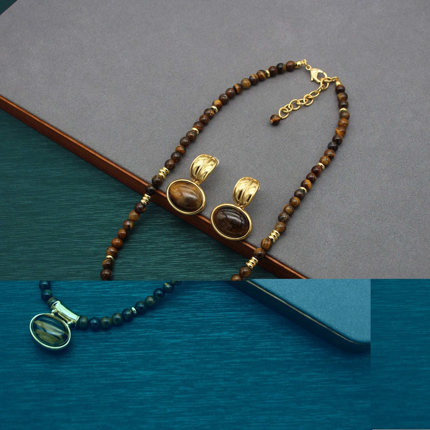 Parure Œil de Tigre Dorée