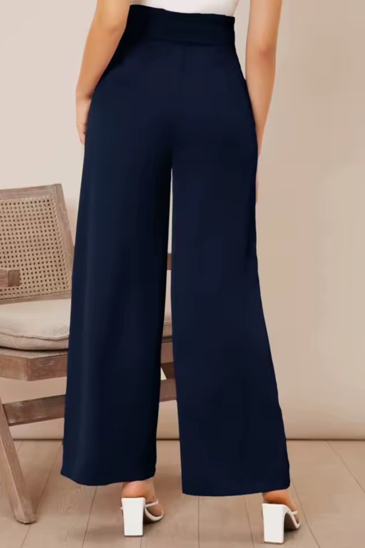 Pantalon palazzo ceinturé