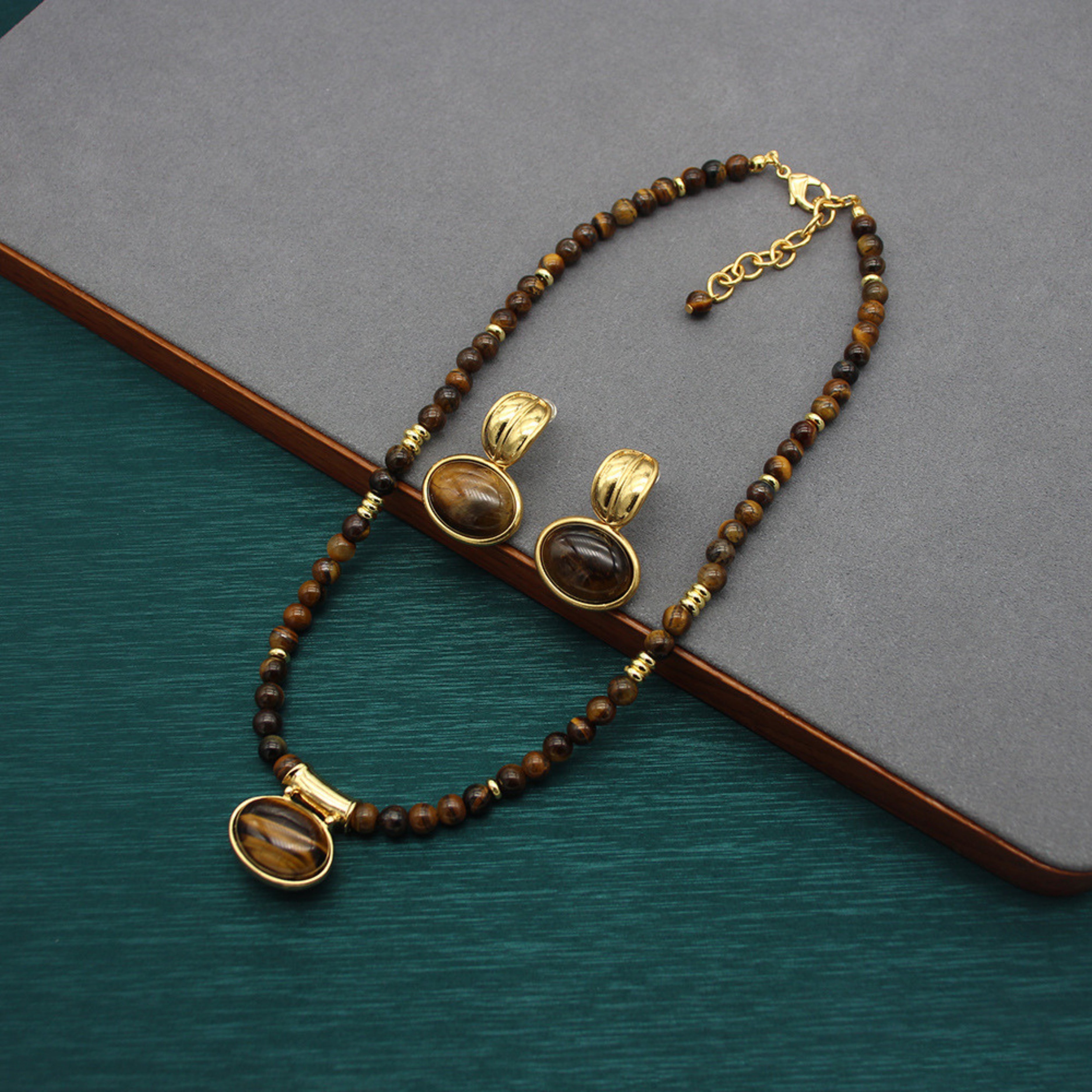 Parure Œil de Tigre Dorée