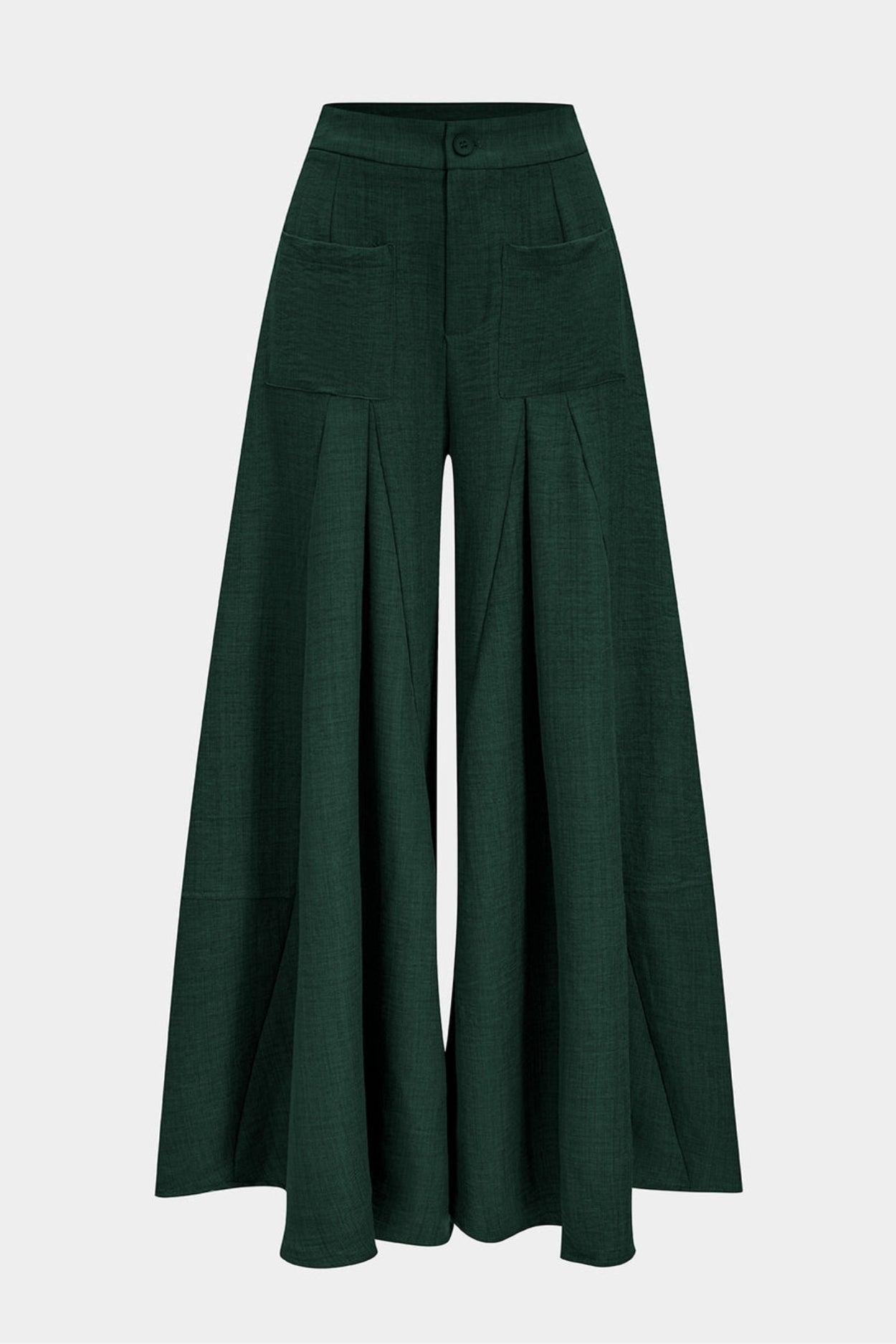 Pantalon palazzo taille haute plissé